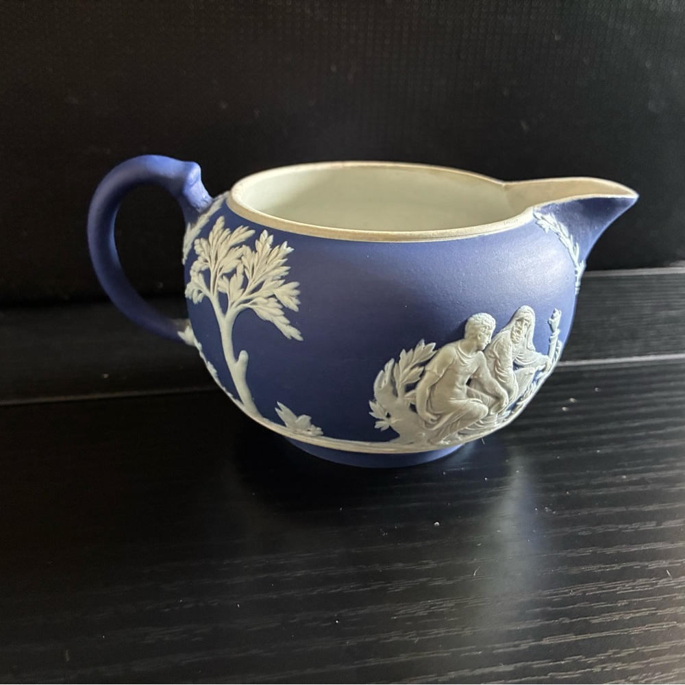 Wedgwood Jasperware Dark Blue and White Creamer Antique